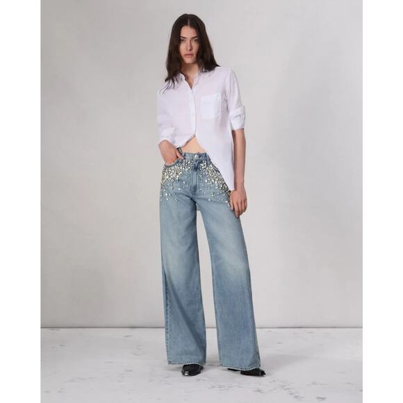 NWT Rag & Bone Featherweight Sofie Wide-Leg Jean Sz 34 Mali...